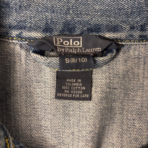 Y2K Polo Ralph Lauren Denim Denim Jacket Small 8-10 Blue‎ Cotton - Picture 3 of 7